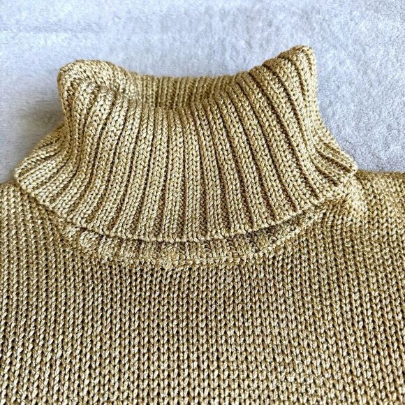Lauren by Ralph Lauren Petites Gold Metallic Knit Turtleneck Sweater - Picture 4 of 13